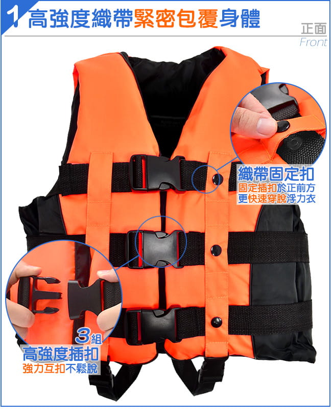 雙跨帶螢光浮力衣S(附口哨子)   加厚兒童浮潛衣 4