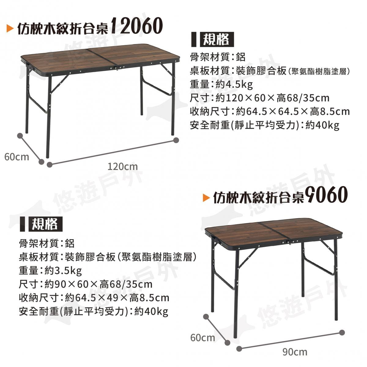 【日本LOGOS】仿枕木紋折合桌12060-LG73188041 4