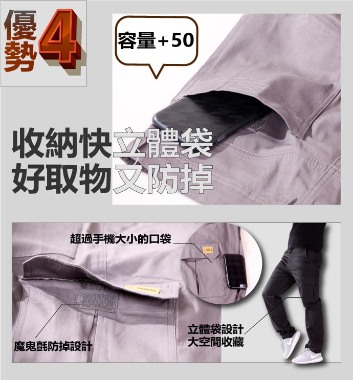 【CS衣舖】美式造型 高彈力 超透氣 多口袋 休閒長褲 工作褲 6