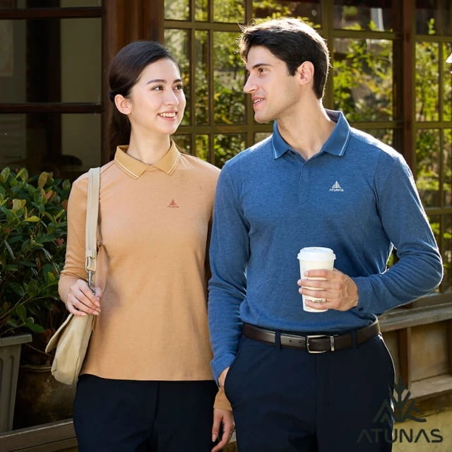 ATUNAS 歐都納 女款長袖羊毛POLO衫(A1PS2553W可可棕/舒適柔軟) 1