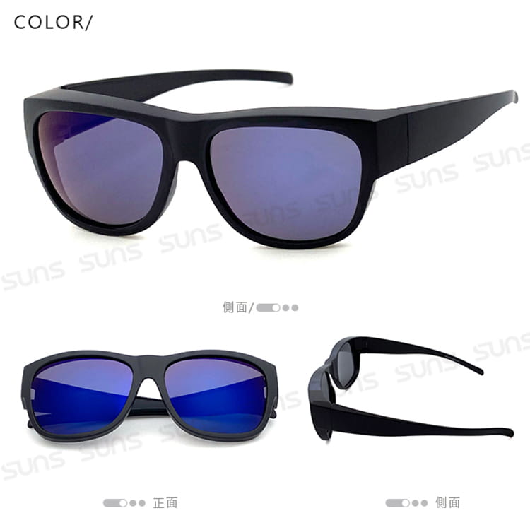 【suns】時尚霧黑框藍水銀 偏光太陽眼鏡 抗UV400 (可套鏡) 5
