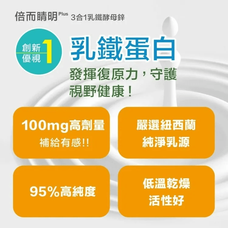 (即期品) 倍而睛明乳鐵酵母鋅  (60粒)乳鐵蛋白機能保健品 (期限2026.7.4止) 4