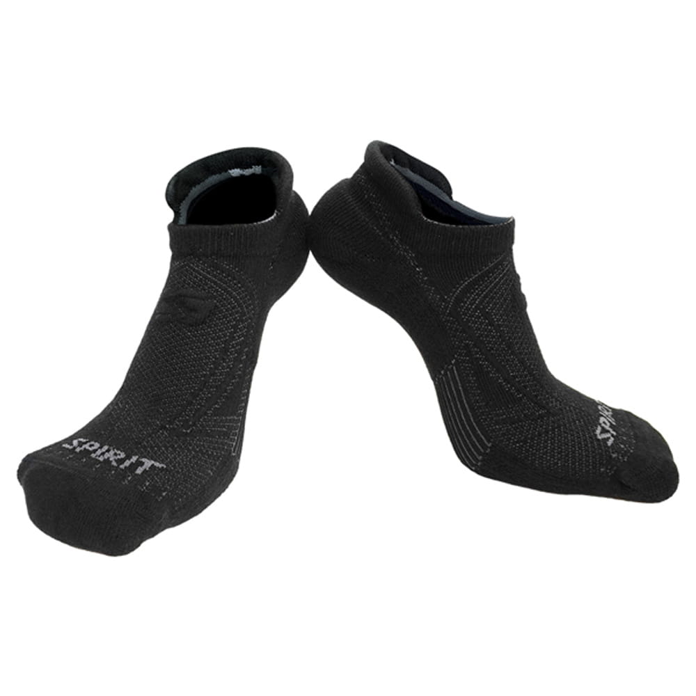 【SPIRIT】短筒壓縮除臭裸襪 男女款 運動襪(黑色) 0