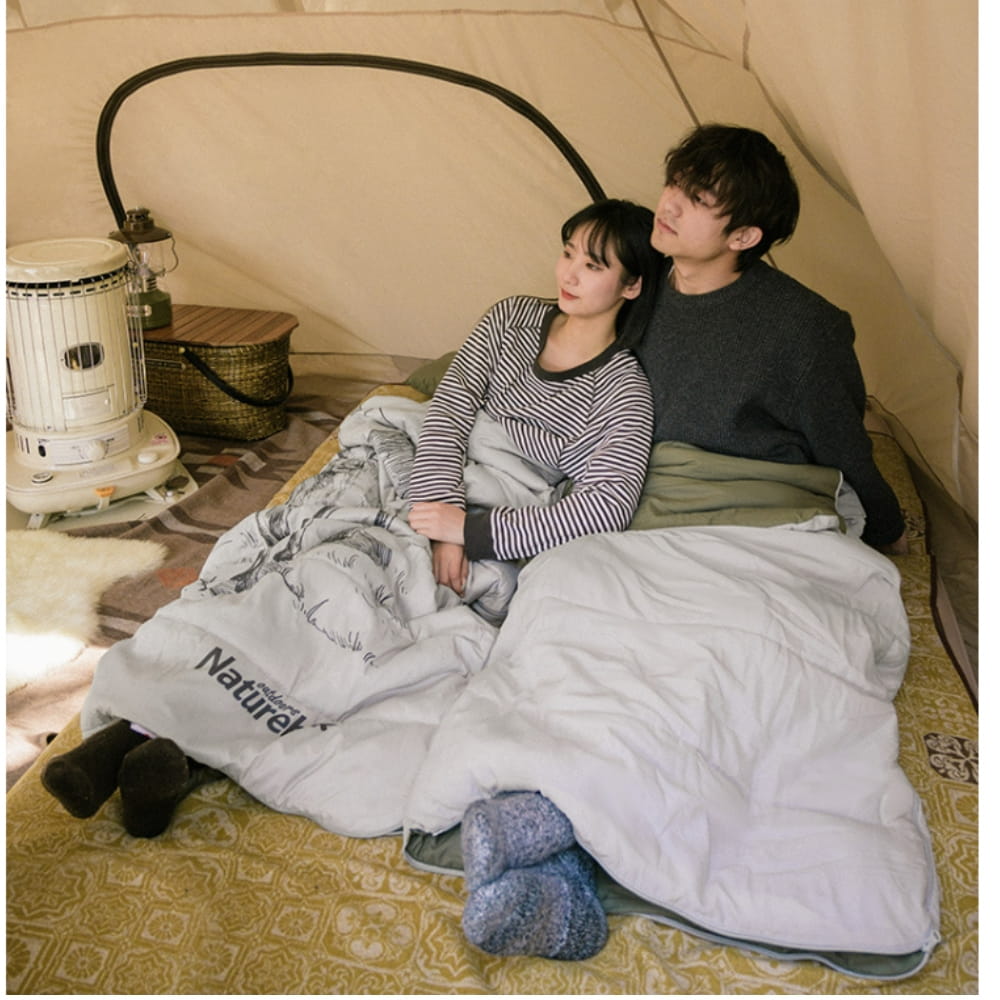 巨安戶外【111111128】 羚羊 雙人帶枕睡袋情侶款成人戶外露營室內午休大人冬季加厚保暖 9