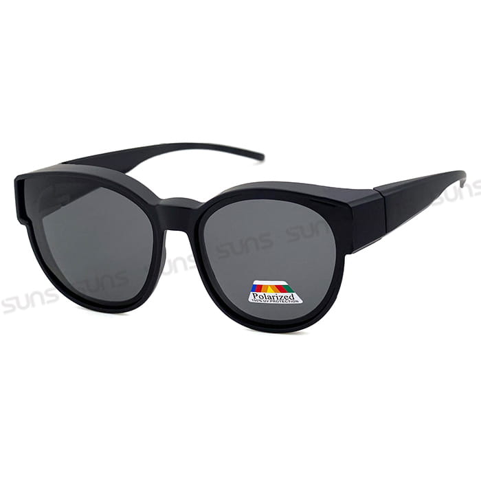 【suns】時尚圓框 經典黑偏光太陽眼鏡 抗UV400 (可套鏡) 8