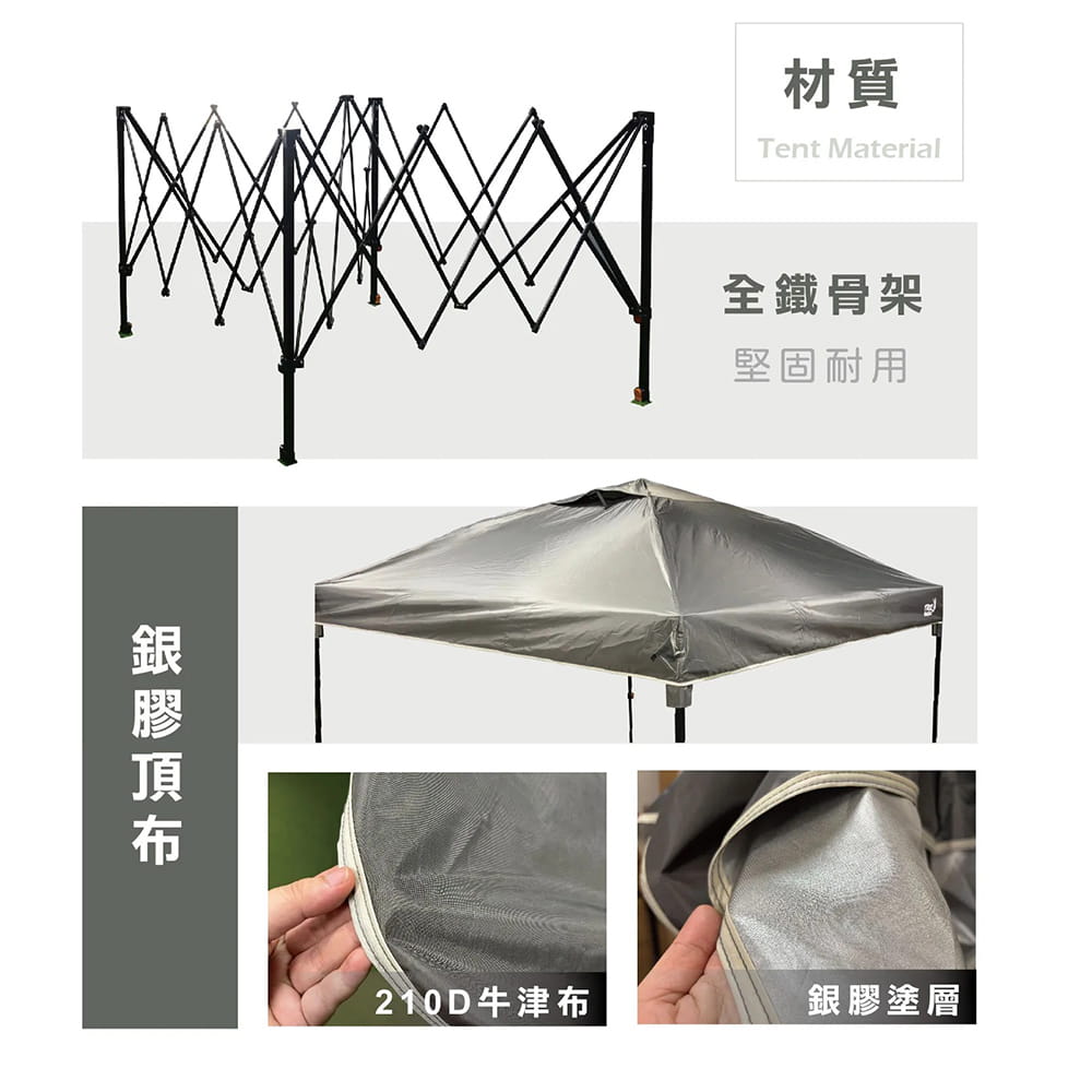 OUTDOORONE 星映速搭客廳帳 一按就開，戶外彈開式中型炊事帳(不含4面圍布) 9
