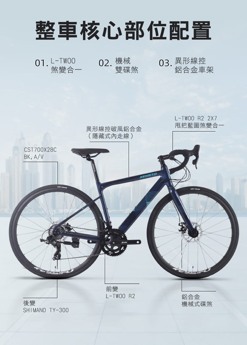 BIKEDNA R400 鋁合金彎把碟煞版甩把公路車,14速煞變合一易操控入門競速碟煞彎把跑車 15