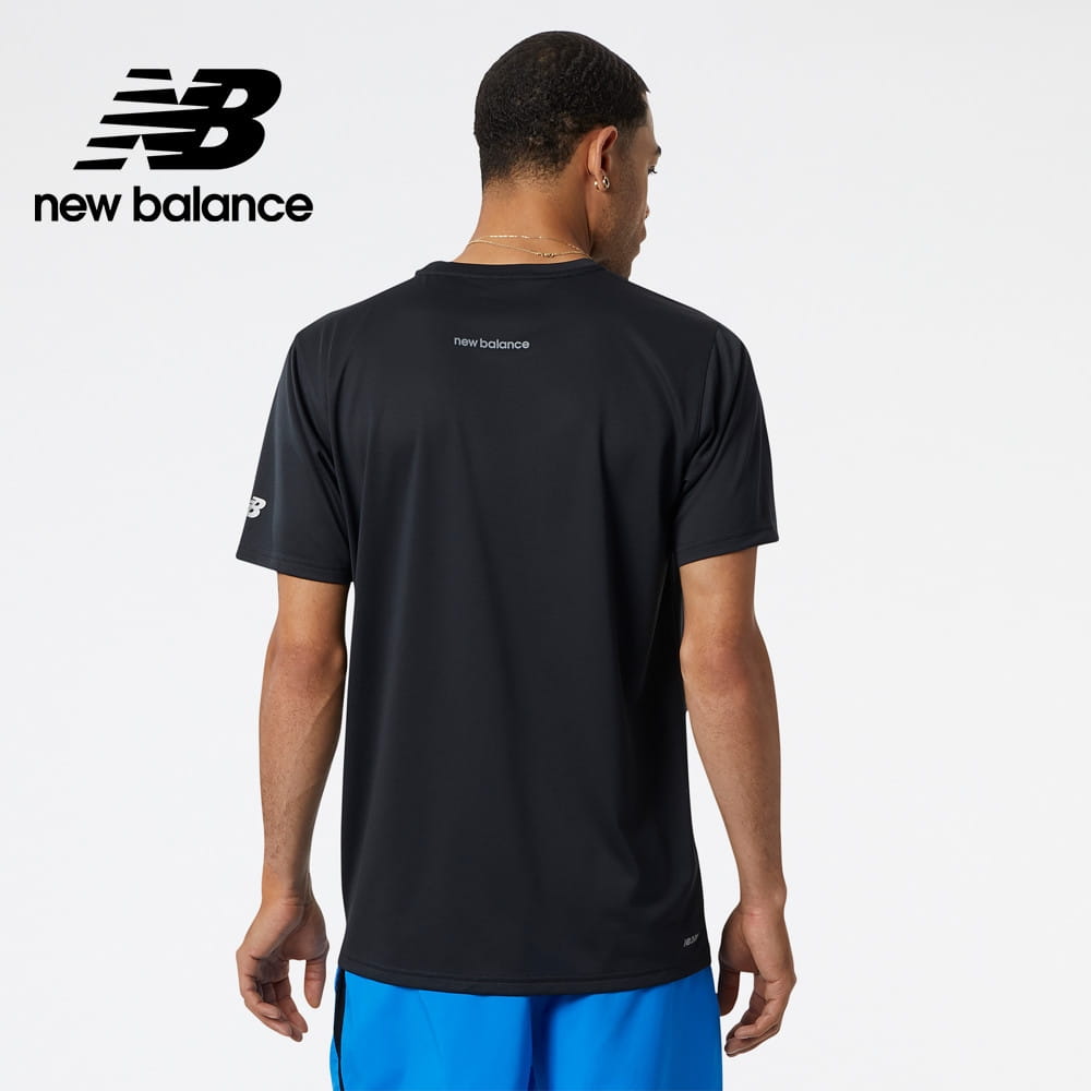 【NEWBALANCE】New Balance DRY短袖T 黑/藍logo 男 2