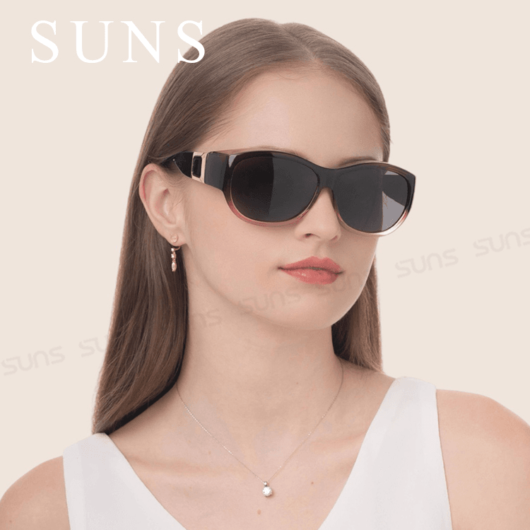 【suns】包覆式偏光墨鏡 魅影紫紅方框墨鏡 抗UV400 (可套鏡) 3