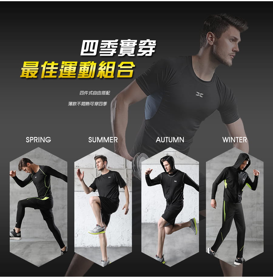 【Un-Sport高機能】潮男專業健身吸排速乾三件式運動套組(四色/M~3XL) 9