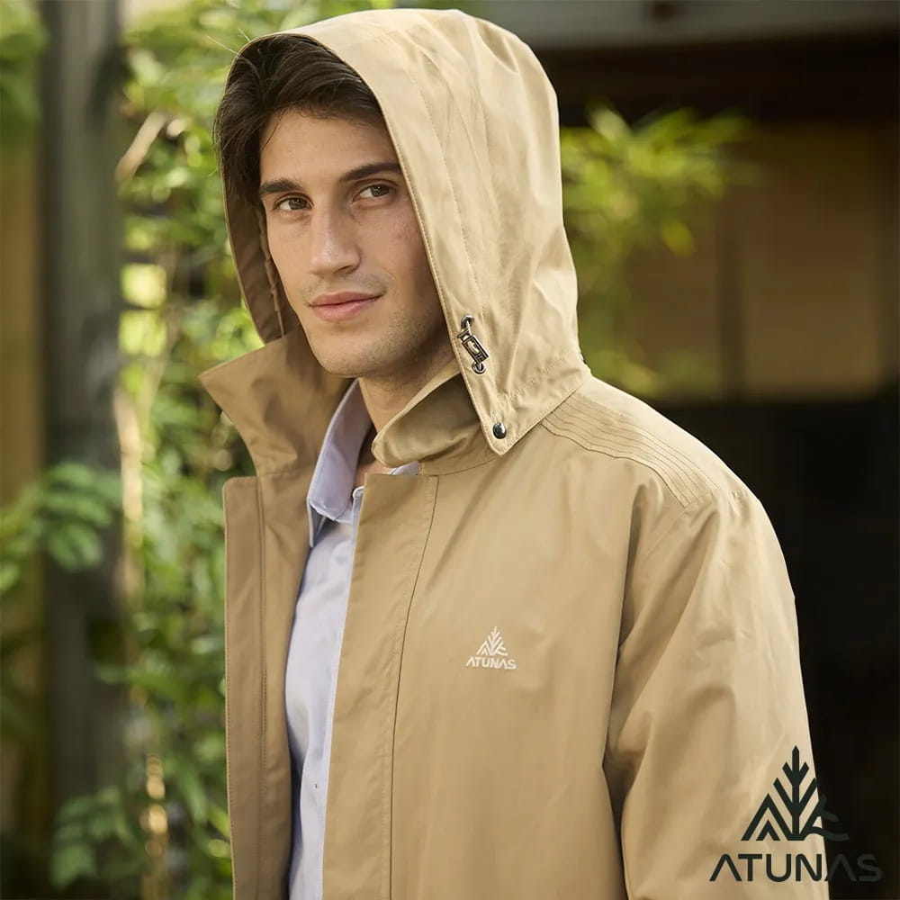 歐都納男款都會休閒GORE-TEX 2L 防水+保暖羽絨兩件式中長版外套A1GT2513M卡其、黑 4
