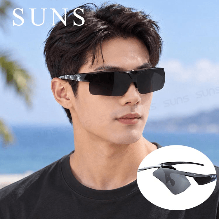 【suns】休閒上翻式偏光墨鏡 迷彩灰 (可套鏡) 抗UV 0