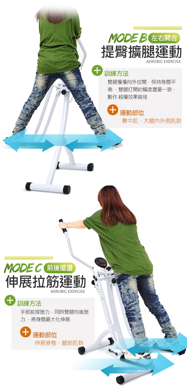 台灣製造3D迴旋太空漫步機 (前後左右滑步機/劈腿機交叉訓練機/公園划船機美腿機) 6