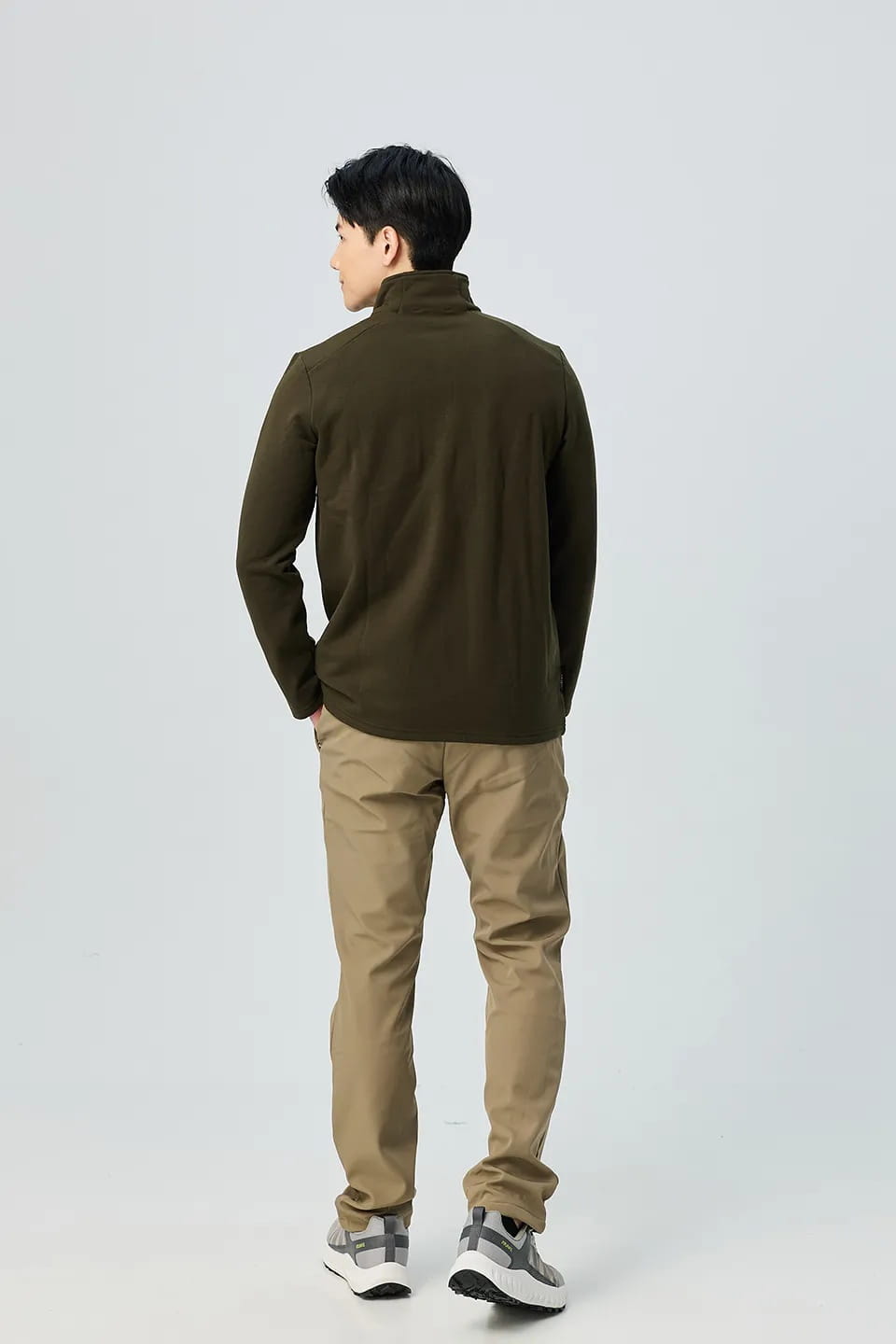 歐都納男款POLARTEC 刷毛保暖透氣快乾長袖拉鍊立領杉/POLO衫A1PS2521M 3