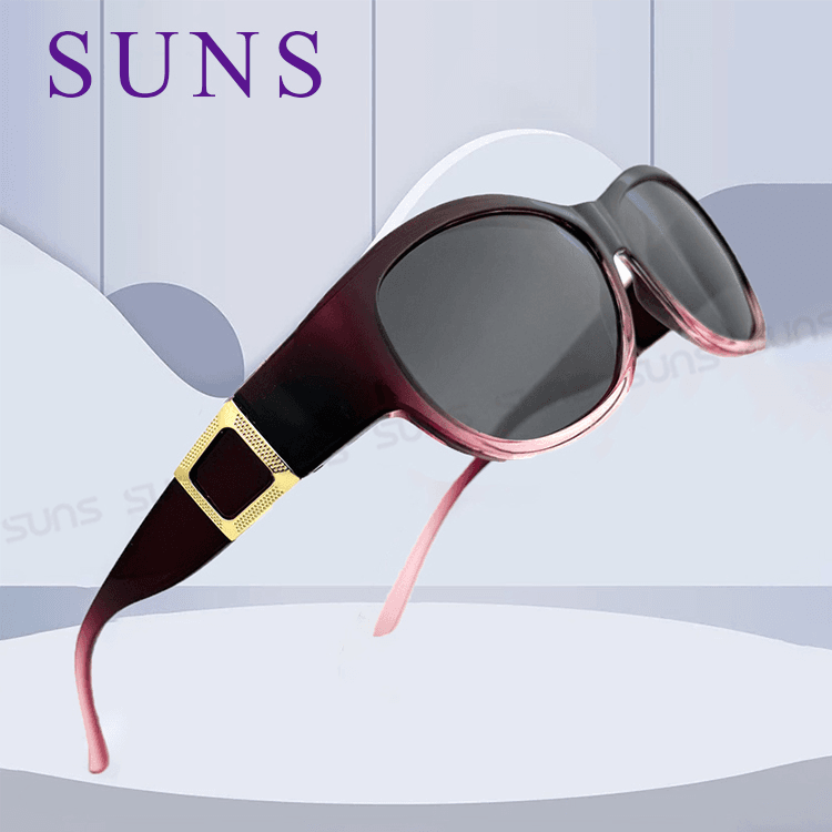 【suns】包覆式偏光墨鏡 透感暖茶方框墨鏡 抗UV400 (可套鏡) 7