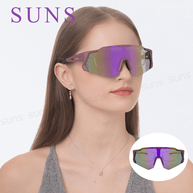 【suns】運動偏光太陽眼鏡 含內視鏡 紫框紫水銀 REVO電鍍 抗UV400 0