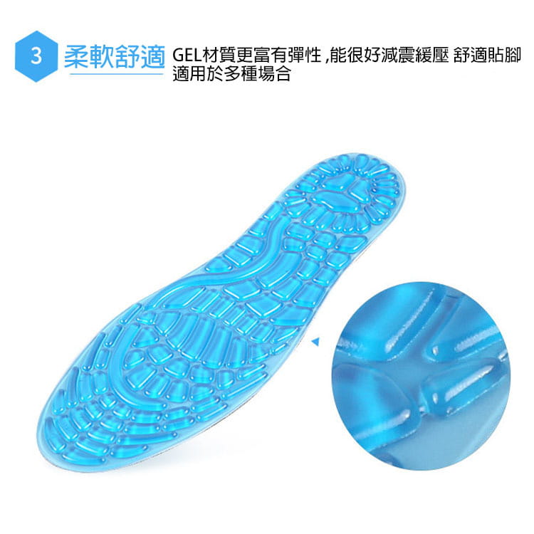 藍色矽膠顆粒鞋墊 透氣舒適 防震減壓 高彈運動鞋墊 (1雙入)可自行裁剪【AF02210】 5
