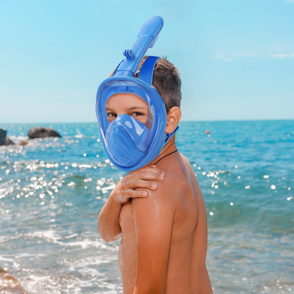 三代兒童 全罩式浮潛呼吸面罩 折疊浮潛 鼻子呼吸管 游泳潜水神器【SV61217】 0