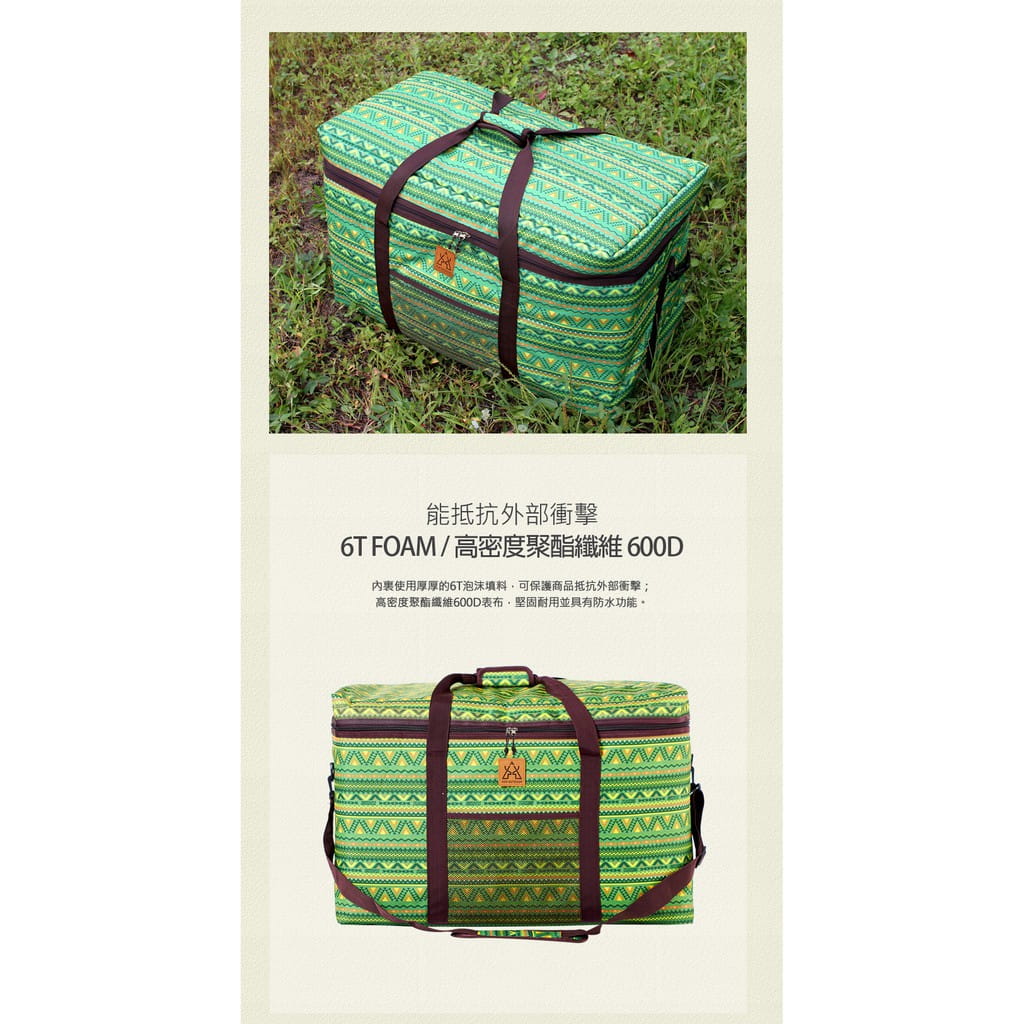 【KAZMI】經典民族風裝備收納袋100L 綠色 露營 收納 大容量 可調整背帶 悠遊戶外 1