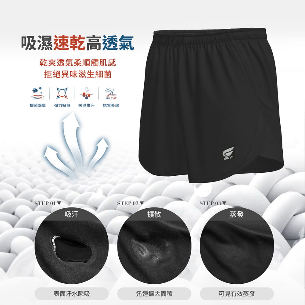 【GIAT】台灣製極輕量排汗運動短褲(女側網紗款) 2