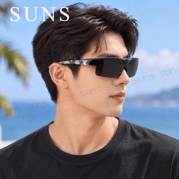 【suns】休閒上翻式偏光墨鏡 迷彩灰 (可套鏡) 抗UV 3
