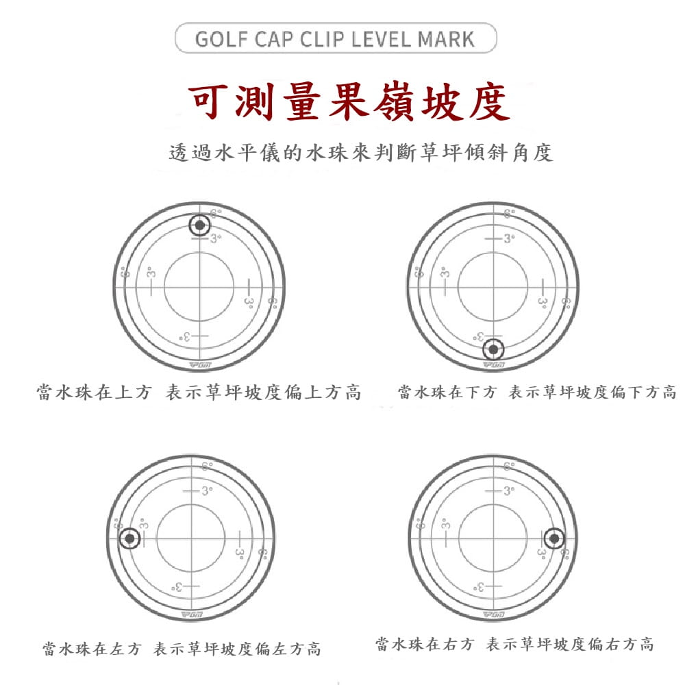 【CAIYI 凱溢】PGM高爾夫mark水平儀 馬克磁吸帽夾 Mark果嶺球位標配件 2入 4