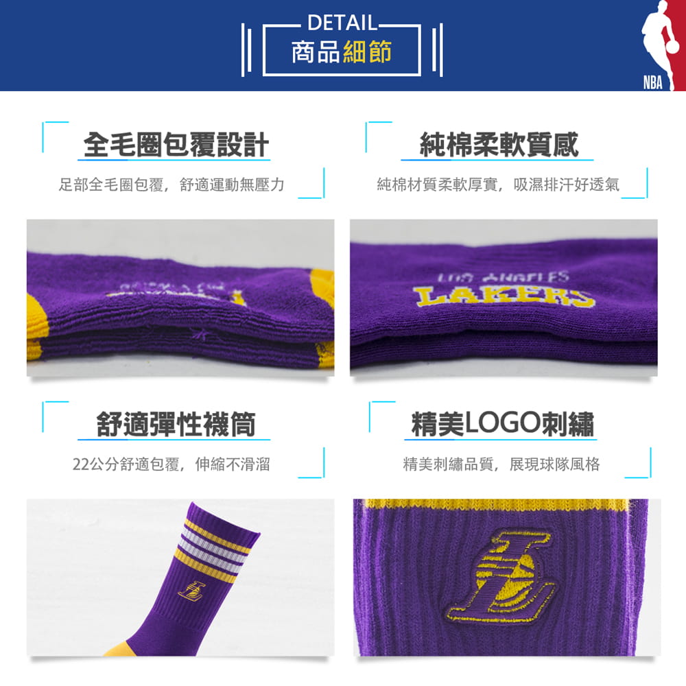 【NBA】 球隊菁英款全毛圈刺繡長襪 單一尺寸25-27cm 8