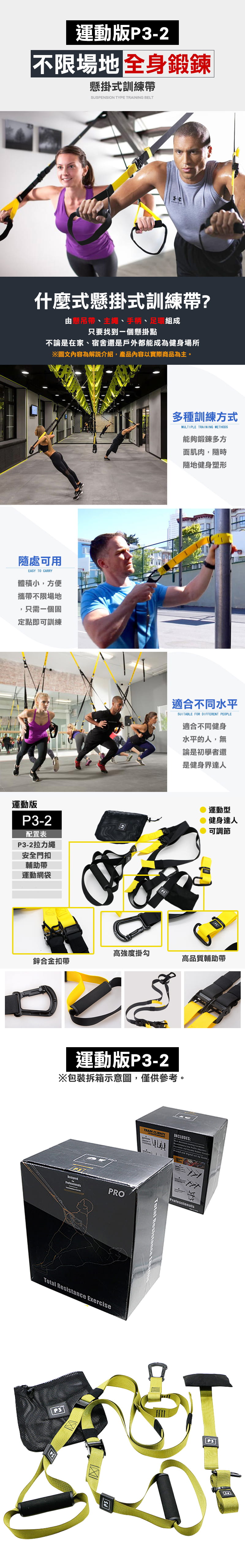 運動版P3-2 懸掛式訓練帶 核心肌群 TRX 健身 1