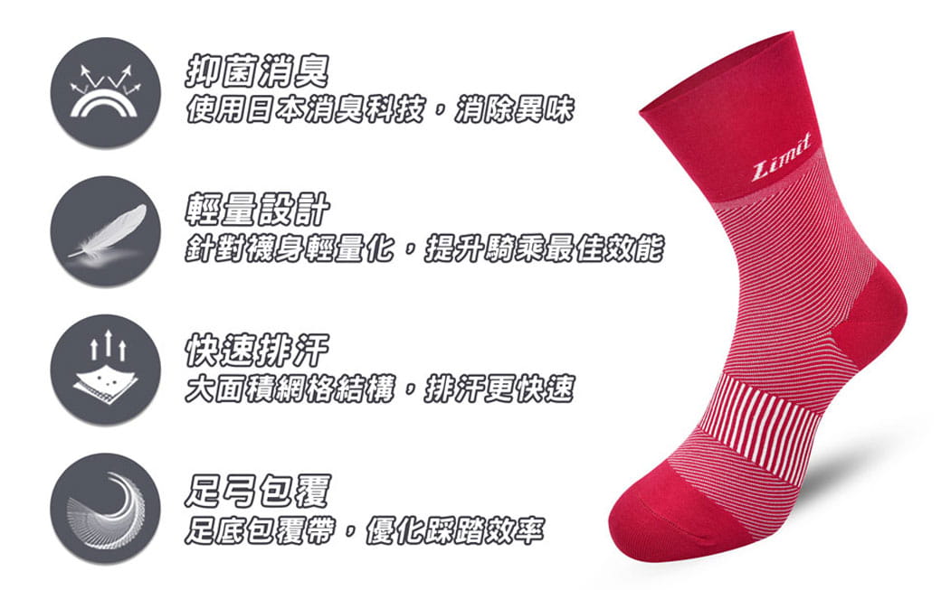 【力美特機能襪】自行車襪Basic(紅) 3