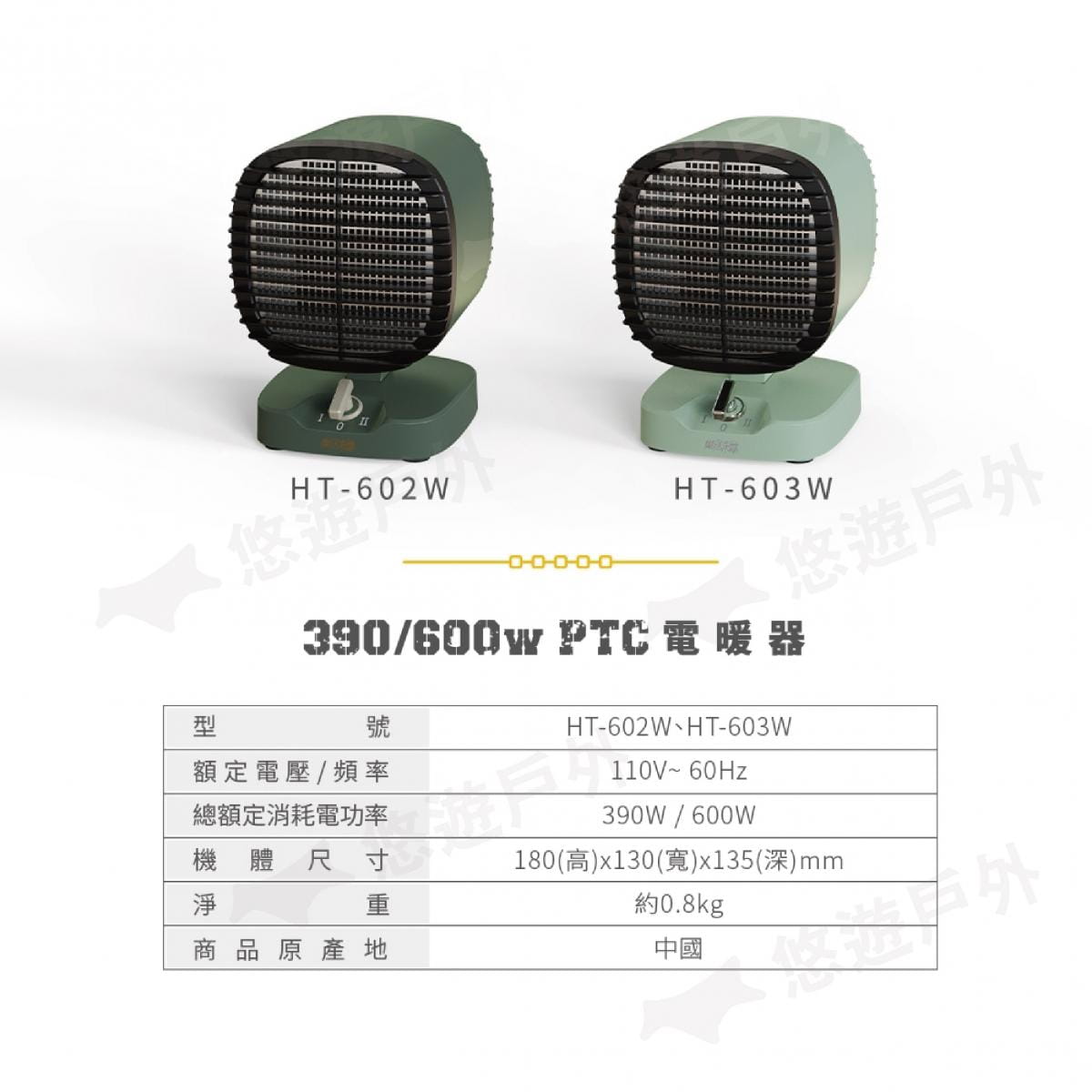 【樂活不露】PTC三代電暖器_390/600W (悠遊戶外) 7