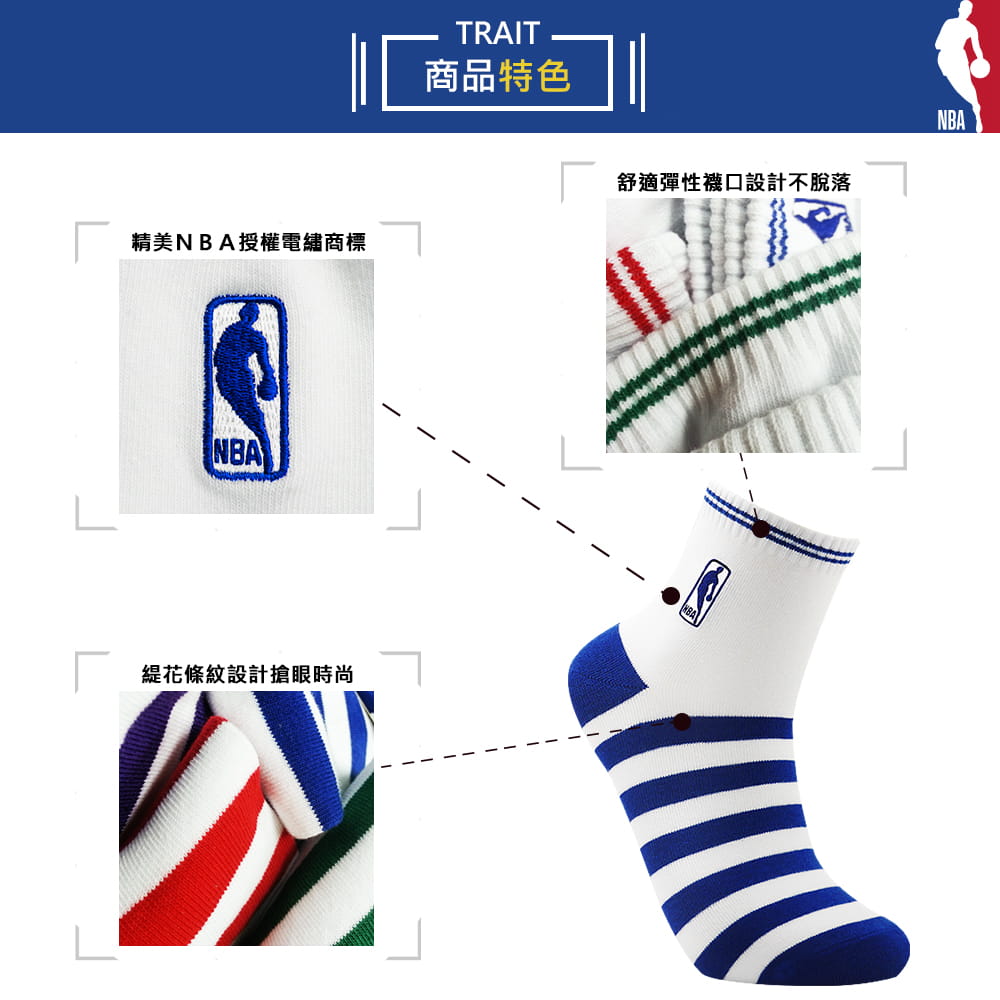 【NBA】繽紛基本刺繡平板短襪 6