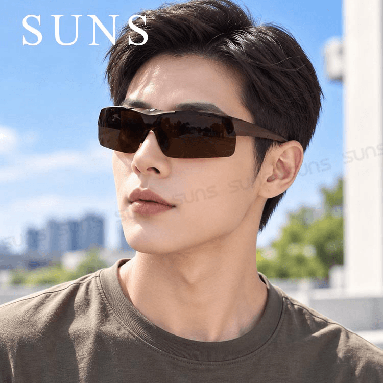 【suns】休閒上翻式偏光墨鏡 霧茶款 (可套鏡) 抗UV 2