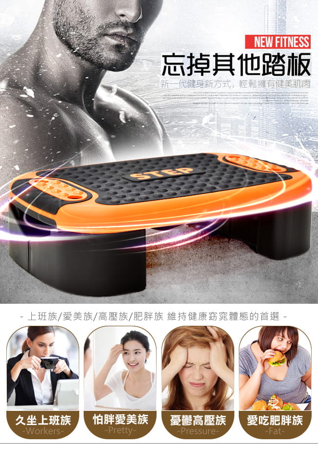 台灣製造5in1有氧階梯踏板+拉筋板+平衡板+伏地挺身器(多功能階梯板.韻律平衡碟平衡衝浪板) 5